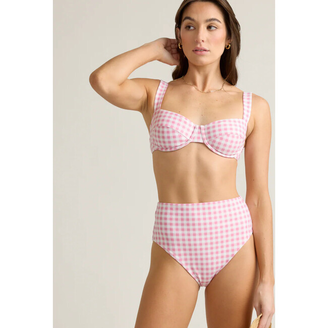 women's blush gingham high waist bikini bottom