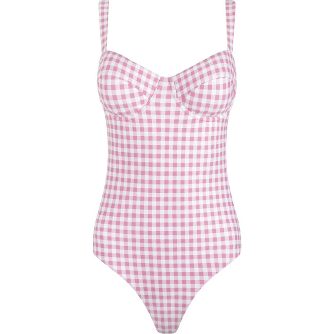 women's blush gingham one piece