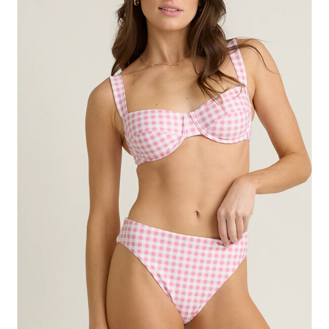 women's blush gingham cup bikini top