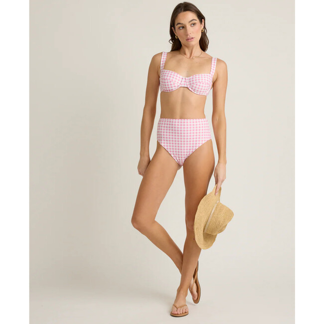 women's blush gingham high waist bikini bottom - Two Pieces - 4