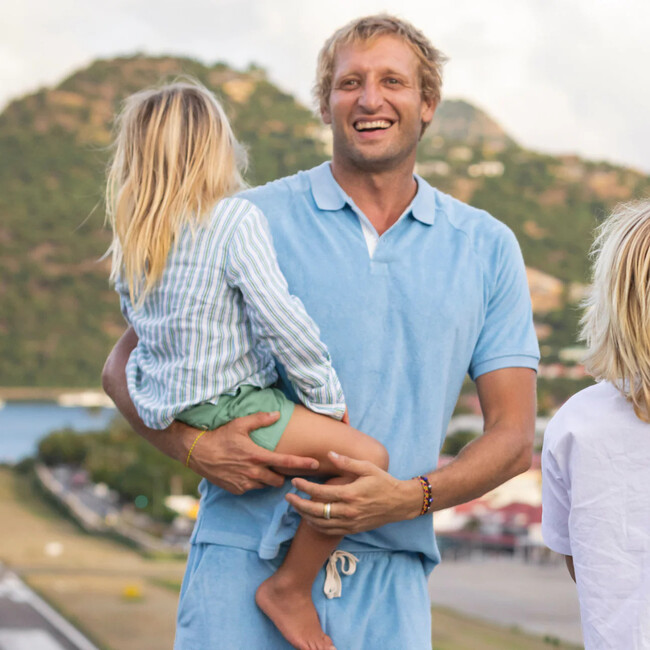 men's le marin blue french terry polo