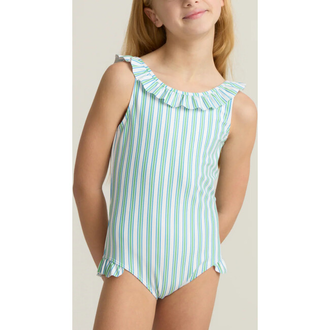 girls tamarin stripe ruffle collar one piece
