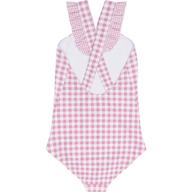girls blush gingham v-neck crossover one piece