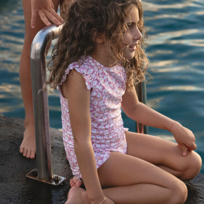 girls blush bloom ruffle cap sleeve one piece