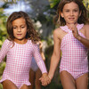 girls blush gingham v-neck crossover one piece - One Pieces - 3