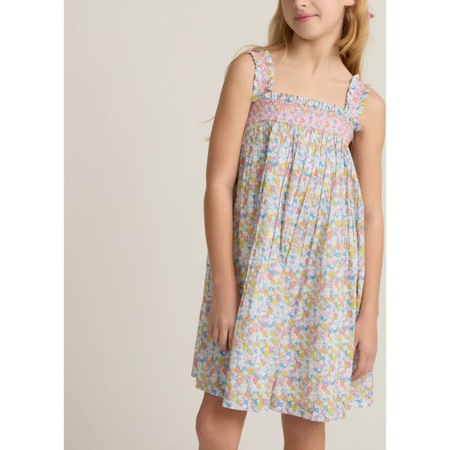 girls jasmine blossom smocked ruffle strap dress