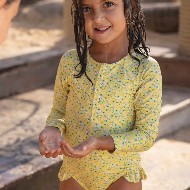 girls petite fleur front zip rashguard one piece