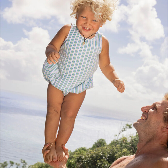 baby tamarin stripe french terry bubble romper