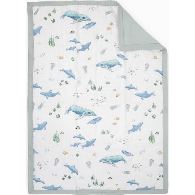 Toddler Cotton Muslin 3-Piece Bedding Set, Whales
