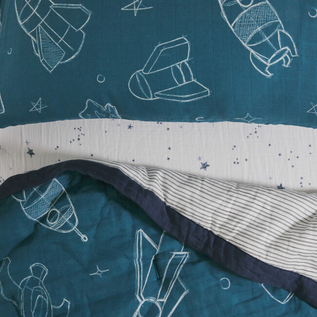 Toddler Cotton Muslin 3-Piece Bedding Set, Spaceships - Duvet Sets - 4