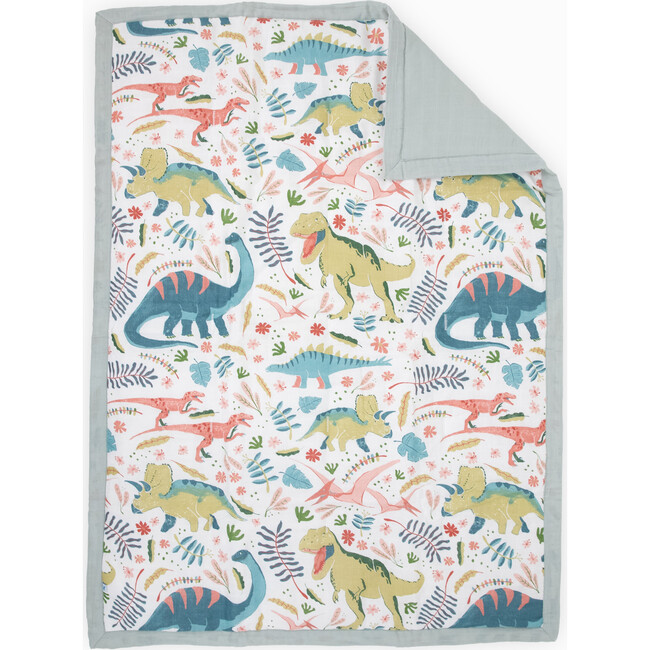 Toddler Cotton Muslin 3-Piece Bedding Set, Pink Dinos