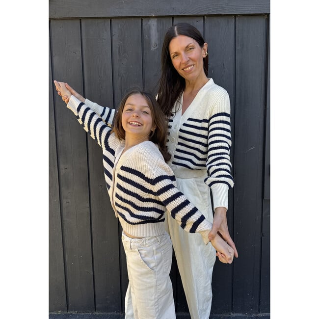 Women's Isla Stripe Cardi's in Ivory/Navy