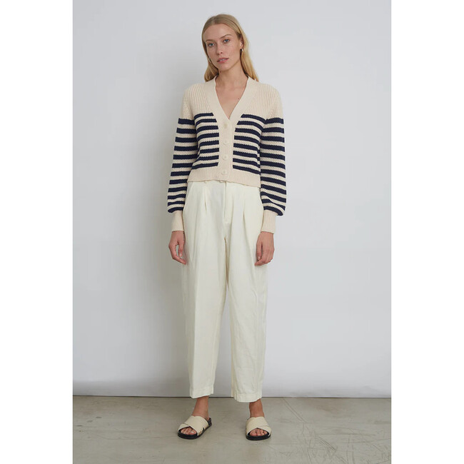 Women's Isla Stripe Cardi's in Ivory/Navy - Cardigans - 4