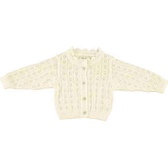 Summer Baby Cardigan, Natural Pointelle