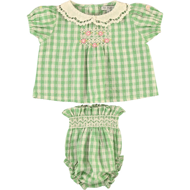 Tilia Baby Set, Green Gingham