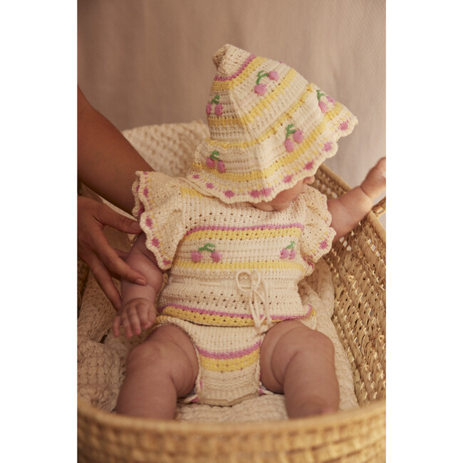 Paloma Romper, Cherry Stripe