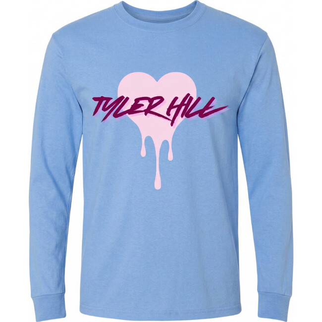 CAMP Custom LS Crewneck T-shirt with Drip Heart, Light Blue