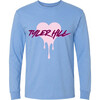 CAMP Custom LS Crewneck T-shirt with Drip Heart, Light Blue - T-Shirts - 1 - thumbnail