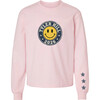 CAMP Custom LS Crewneck T-shirt with Yellow Smiley Face, Pink - T-Shirts - 1 - thumbnail