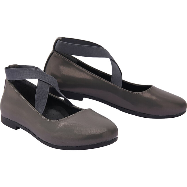 Toddler Satin Ballerina Flats, Dark Gray