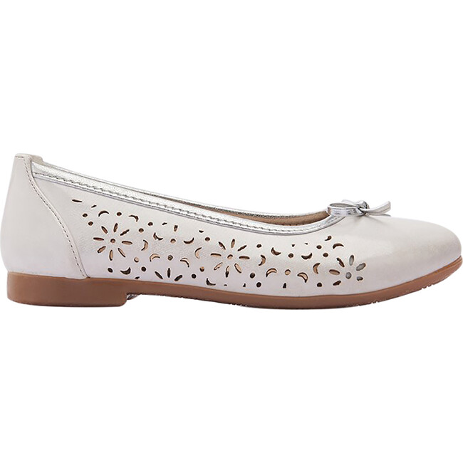 Toddler Floral Perforated Flats, White