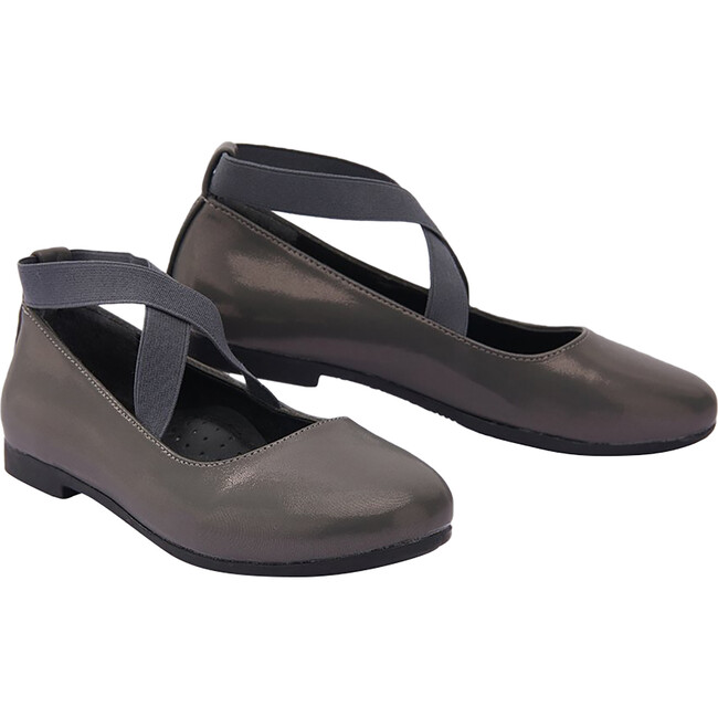 Satin Ballerina Flats, Dark Gray