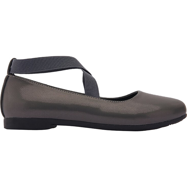 Satin Ballerina Flats, Dark Gray