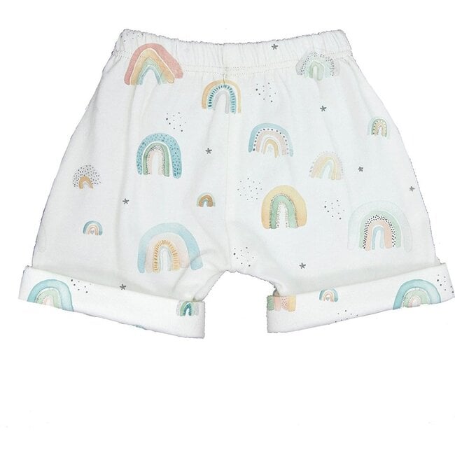 Rainbow Print Shorts, Cream
