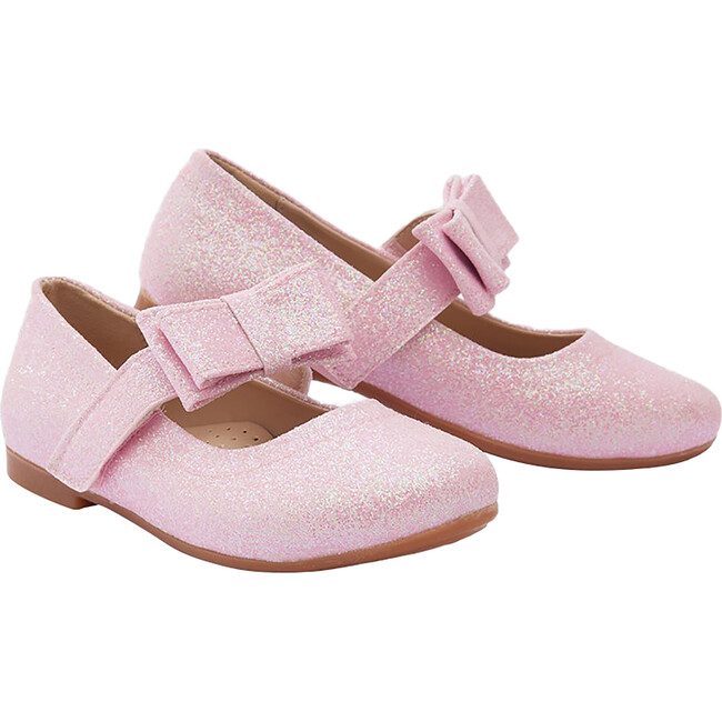 Bubblegum Sparkly Bow Flats, Pink