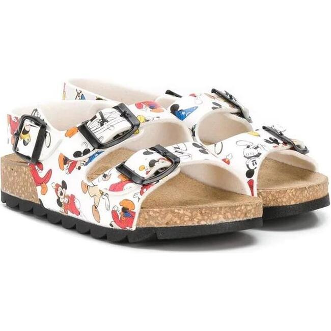 Mickey Print Sandals, White
