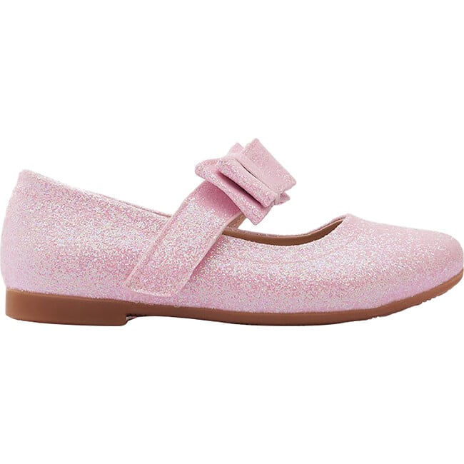 Bubblegum Sparkly Bow Flats, Pink