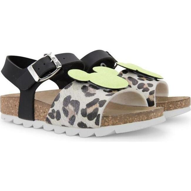 Mickey Logo Leopard Sandals, Yellow