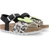 Mickey Logo Leopard Sandals, Yellow - Sandals - 1 - thumbnail