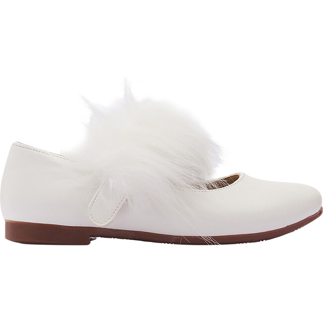 Matte Faux Fur Strap Flats, Snow White