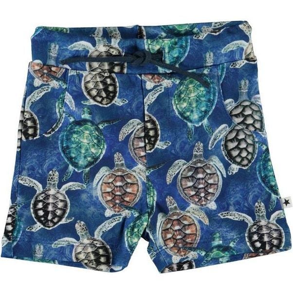 Turtle Print Shorts, Blue