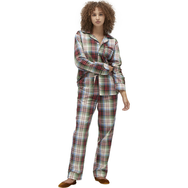 The Women's Quentin Pajama Set, White Tartan - Pajamas - 2