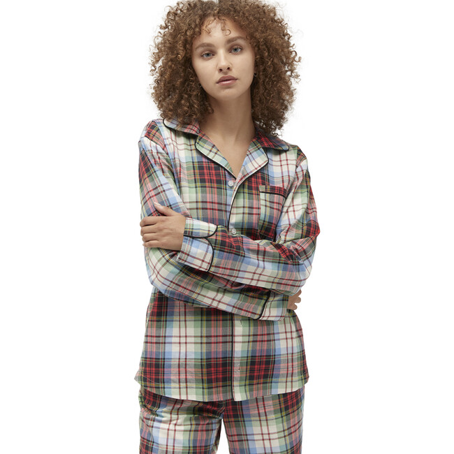 The Women's Quentin Pajama Set, White Tartan - Pajamas - 4