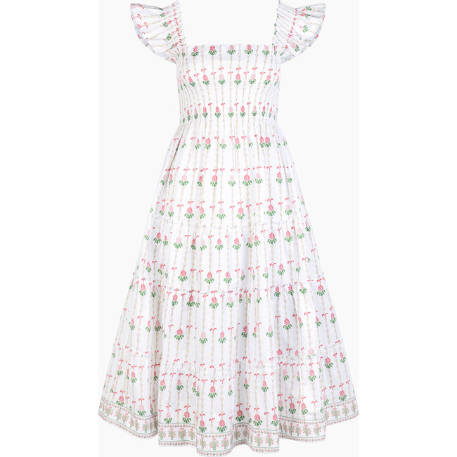 The Ellie Nap Dress, White Trailing Fern