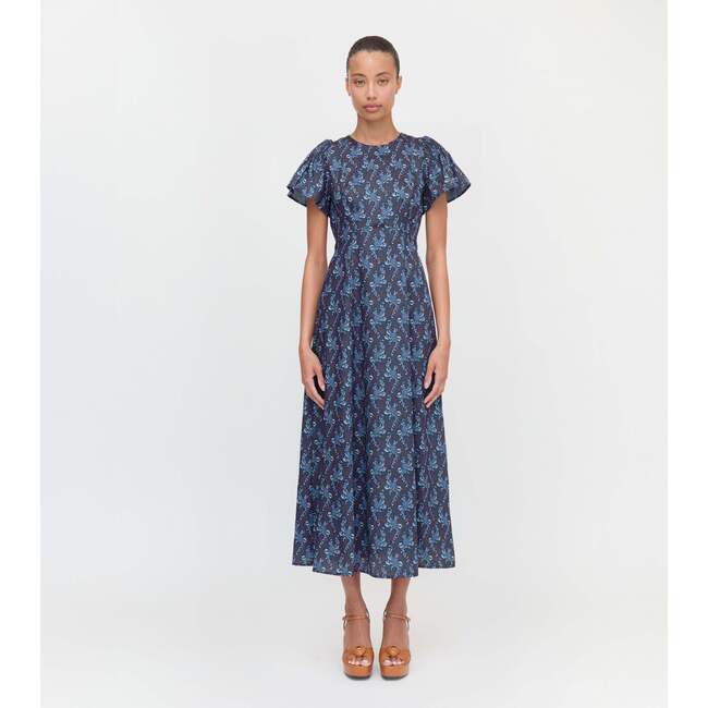 The Dominique Dress, Navy Cala Paisley
