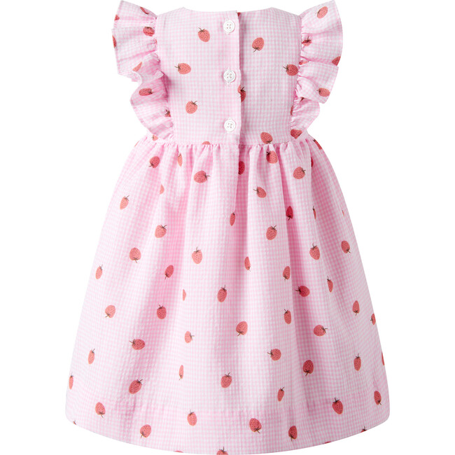 Strawberry Gingham Sundress & Hat, Pink - Dresses - 3