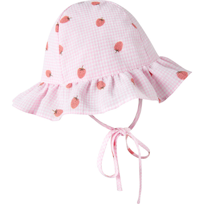 Strawberry Gingham Sundress & Hat, Pink - Dresses - 4