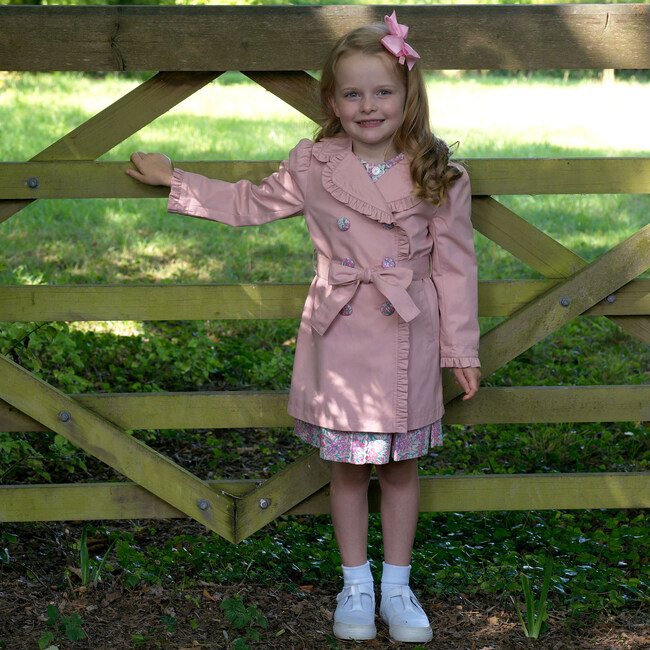 Frill Trench Coat, Pink - Jackets - 3