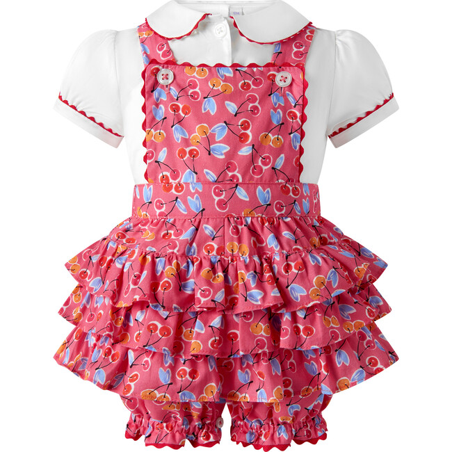 Cherry Dungaree and Blouse Set, Red
