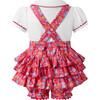Cherry Dungaree and Blouse Set, Red - Rompers - 2