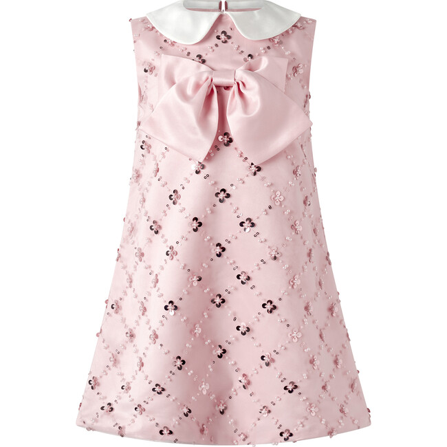Peter Pan Collar Sequin Party Dress, Pink