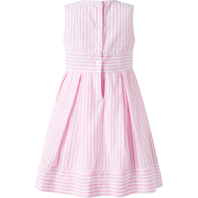 Pastel Oxford Pleated Stripe Dress, Pink