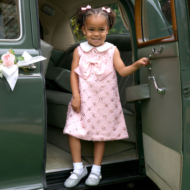 Peter Pan Collar Sequin Party Dress, Pink - Dresses - 3