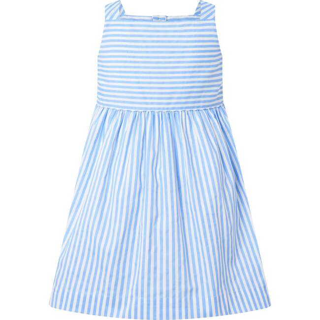 Striped Button-Front Sundress, Blue - Dresses - 2
