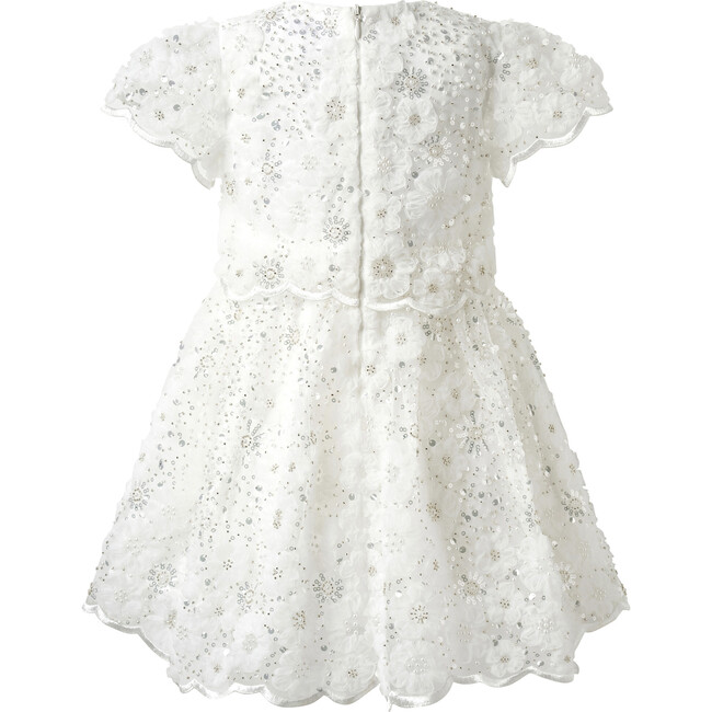 3D Scalloped Sequin Dress, Ivory
