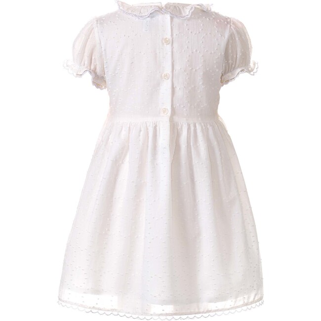 Swiss Dot Hand-Smocked Dress, Ivory